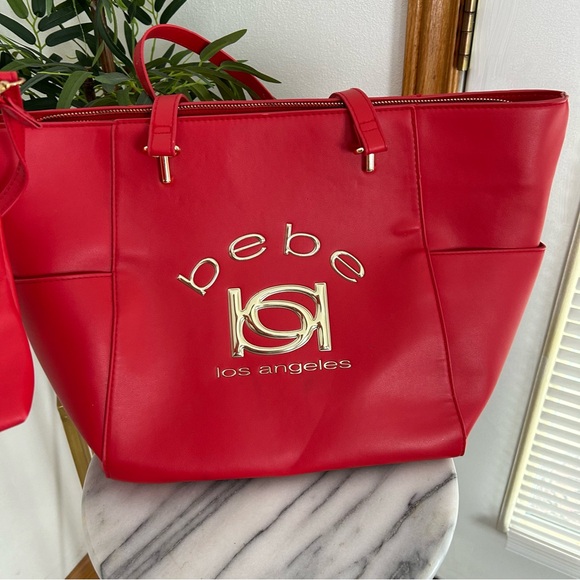 Bebe Red Tote and Pouch Set - Picture 4 of 11